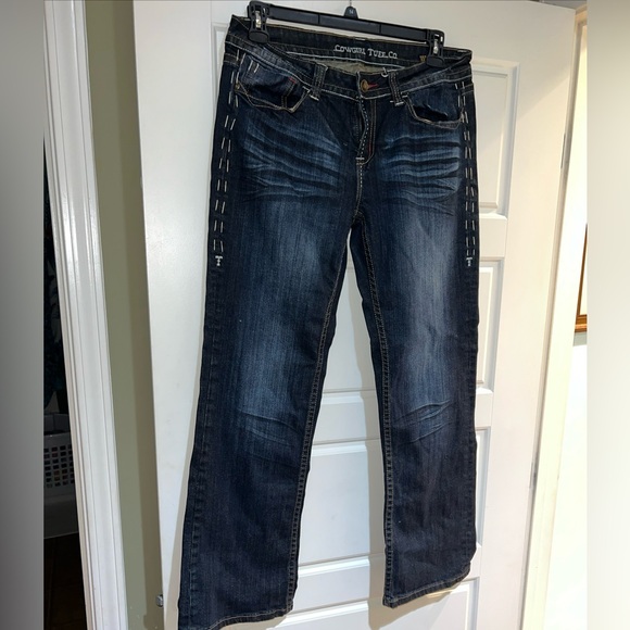 Cowgirl Tuff let er buck 32 x 31” dark denim jeans embroidery - Picture 10 of 12